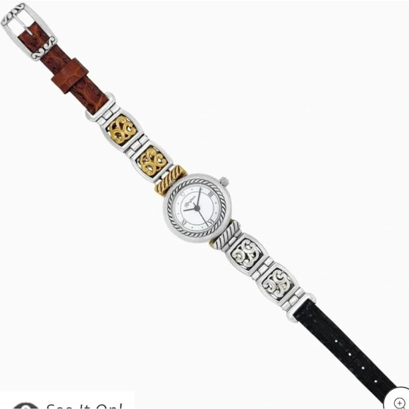 Brighton Camden 2-Tone Reversible Watch.  Black & Brown with new battery - Picture 3 of 10